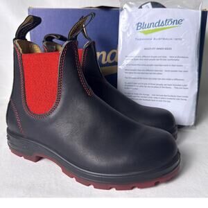 Blundstone 1316 Chelsea Boot Black Leather Red Elastic Women's US 6.5 Pull On